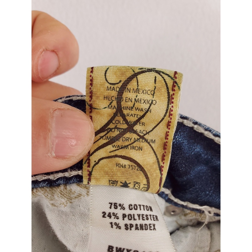BKE Jeans Womens 28 Sabrina Flared Boot Distressed Thick Stitch Patchwork Y2K - Picture 11 of 16